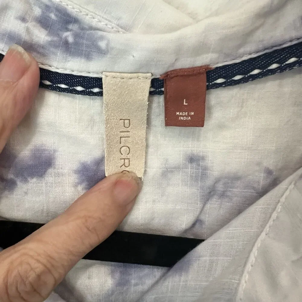 Pilcro Anthropologie The Cate Tie Dye Embroidered Button Down Shirt Size L - Picture 2 of 8